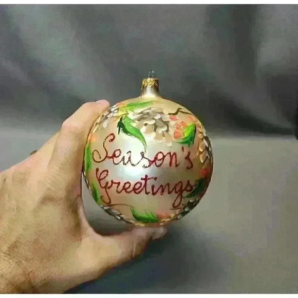 Christmas Ornament Dillard's Trimmings Hand Painted Season's Greetings Pinecones - Picture 2 of 8